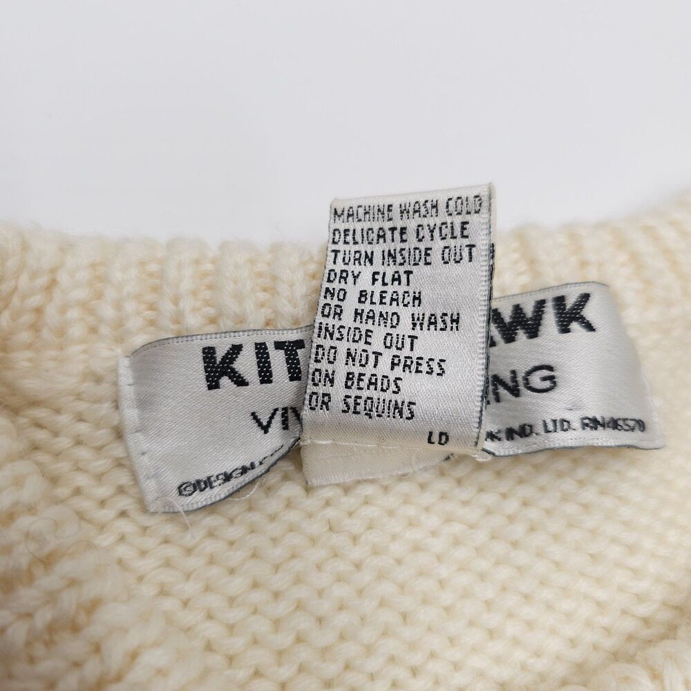 Vintage Kitty Hawk By Vivian Wang Sweater Womens Medium Beaded Stripe 80s Shell - Picture 5 of 12